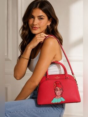 Custom Hand-Painted Kate Spade Bubblegum Girl Satchel One-of-a-Kind Wearable Art